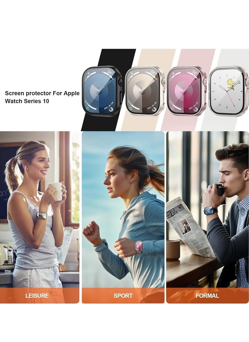 Apple Watch Series 10 46mm, case with Tempered Film Screen Protector, Full Protective Hard PC Bumper Touch Sensitive HD Screen Cover(46mm,Clear)  - Image 2