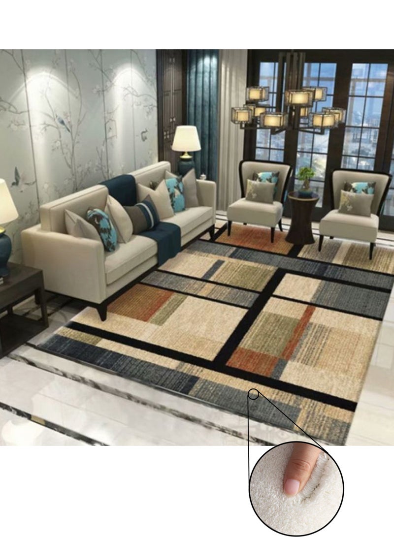 Sharpdo سجادة غرفة طعام حديثة سجادة أرضية متعددة الألوان من المخمل مستطيلة 140*200 سم