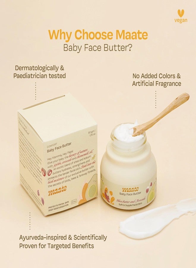 Maate Baby Face Butter 50 gm (Pack of 2) | With Shea Butter & Avocado | Soft, Nourished & Supple Facial Skin | Light & Quick Absorbing Lotion | Moisturizing Cream For Face | Babies & Kids 0m+ - Image 3