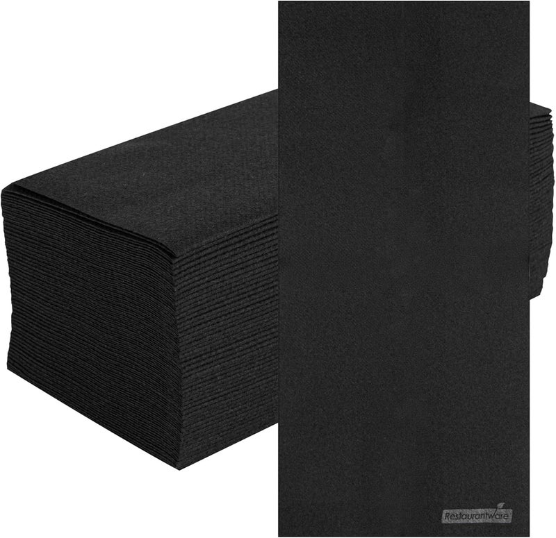 Restaurantware Luxenap 158 X 79 Inch LinenFeel Guest Towels 50 Hand Towels   Fold AirLaid Black Paper Dinner Napkins Disposable For Restrooms Kitchens And Tables  Restaurantware - Image 1