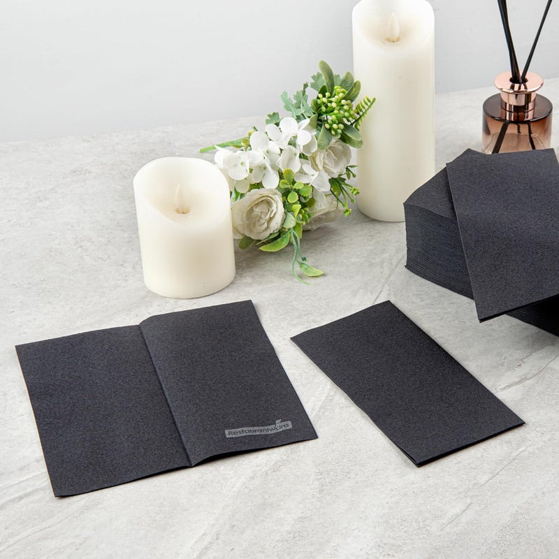 Restaurantware Luxenap 158 X 79 Inch LinenFeel Guest Towels 50 Hand Towels   Fold AirLaid Black Paper Dinner Napkins Disposable For Restrooms Kitchens And Tables  Restaurantware - Image 4