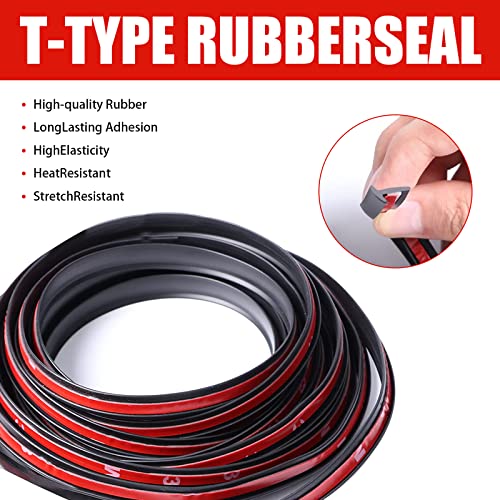 Miytsya 1 PC Automotive Windshield Rubber Seal, 5M/16.5Ft Car Black Windshield Edge Moulding Sealing Strip Soundproof T-Type Rubber Edge Protector Trim (8x10MM) - Image 3