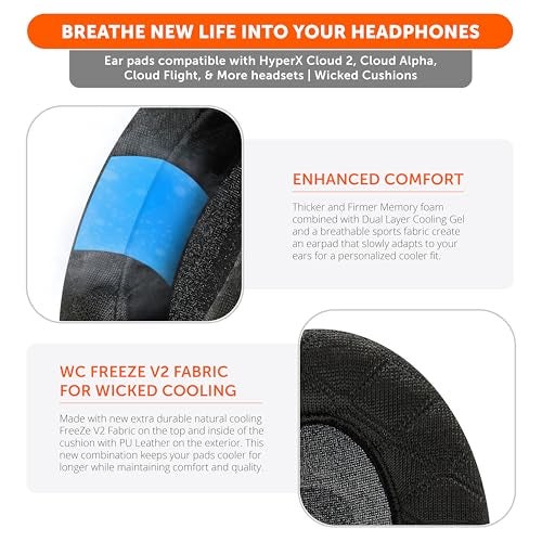 WC Freeze V2 Cloud Alpha - Angled Cooling Gel Earpads for HyperX Cloud Alpha & More, by Wicked Cushions | Angled Pads for Extreme Comfort, New Freeze V2 Cooling Fabric, Extra Thick | Red Camo - Image 4