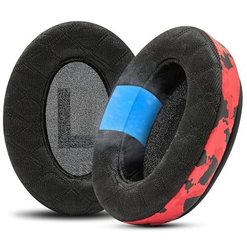WC Freeze V2 Cloud Alpha - Angled Cooling Gel Earpads for HyperX Cloud Alpha & More, by Wicked Cushions | Angled Pads for Extreme Comfort, New Freeze V2 Cooling Fabric, Extra Thick | Red Camo - Image 1