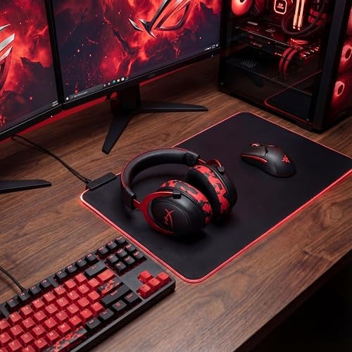 WC Freeze V2 Cloud Alpha - Angled Cooling Gel Earpads for HyperX Cloud Alpha & More, by Wicked Cushions | Angled Pads for Extreme Comfort, New Freeze V2 Cooling Fabric, Extra Thick | Red Camo - Image 3