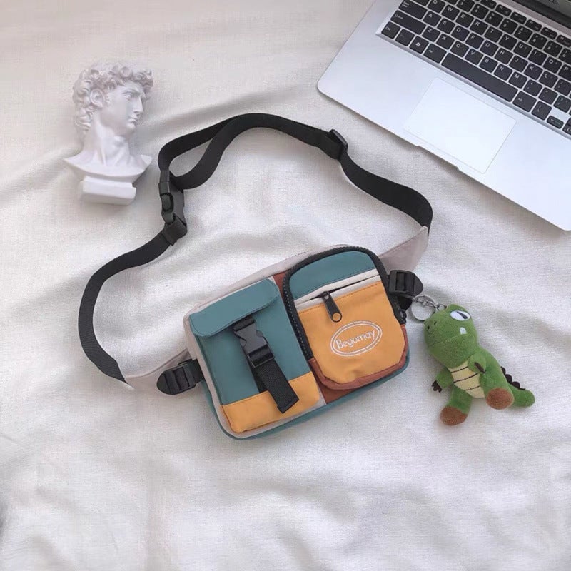 Instagram Popular Brand Crossbody Bag Mens Shoulder Bag Japanese Style Fashionable Hip-hop Chest Bag Distinctive Small Satchel Womens Waist Bag 9389 color matching
