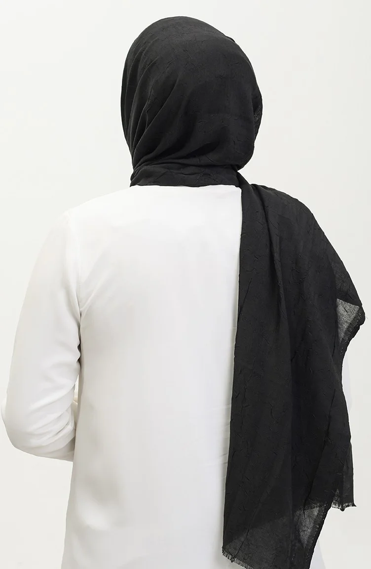 Sefa Merve Madame Mary Bamboo Kras Shawl 19083-01 Black