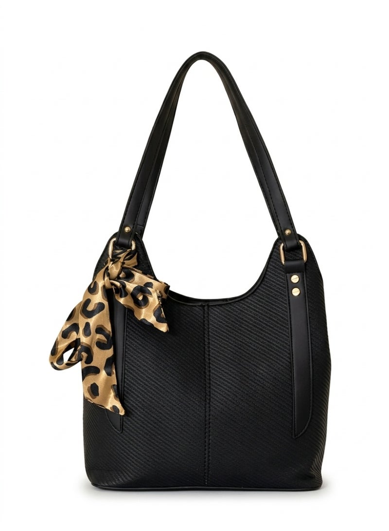 لايف ستيلاش  حقيبة كتف جلد بشكل مميز - اسود ZH-6 - Image 1