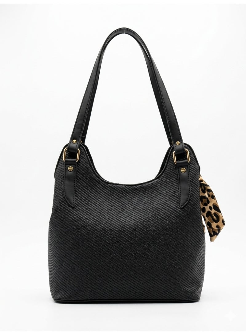 لايف ستيلاش  حقيبة كتف جلد بشكل مميز - اسود ZH-6 - Image 2