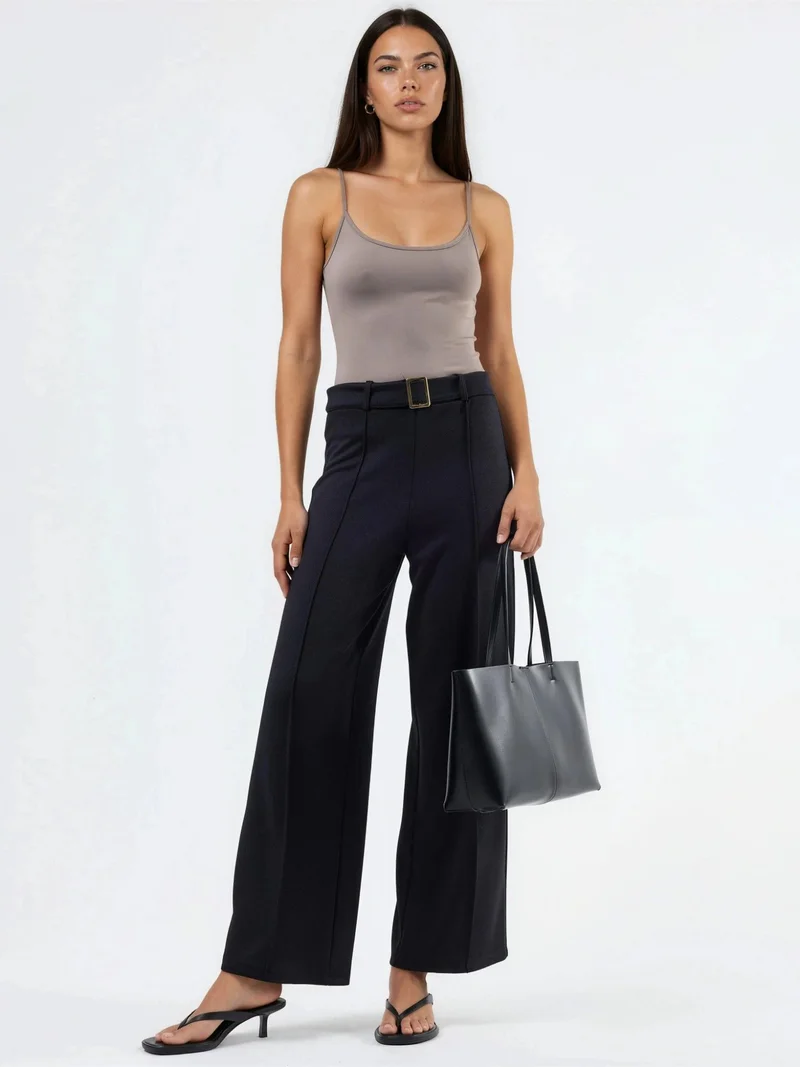 Busem BUSEM High Waist Belted Straight Leg Pants