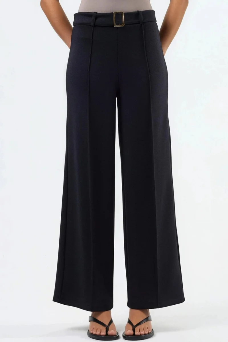 BUSEM High Waist Belted Straight Leg Pants