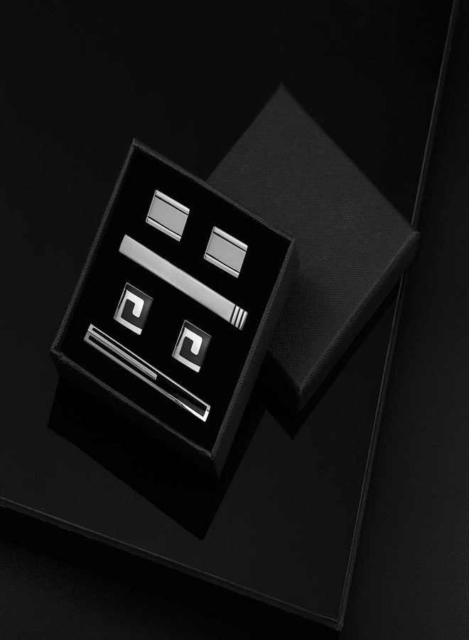 Wynameleri UJOY Cufflinks and Tie Pin Set of 2 Classic Design Enamel Black Fashion Accessories for Men - Image 5