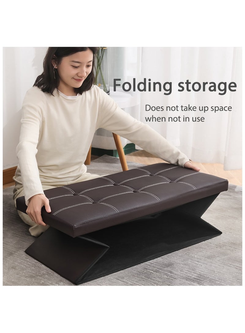Generic 30 inches Folding Storage Box, Footstool Faux Leather Storage,Box with Lid Toy Foot Rest Seat,Folding Padded Seat Bench Stool Foot Stool, Sofa Pouffes Footstool - Image 3