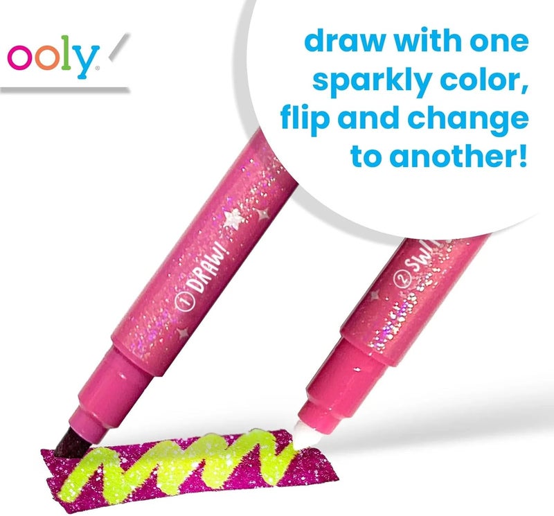 Ooly 12 Pack Sparkle Switch-eroo Color Changing Markers, Dual Tip Markers for Kids, Double Ended Chisel Tip Marker Set Great for Art Supplies, Drawing and Stationery Sets - Image 5