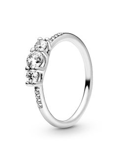 PANDORA PANDORA Jewelry Clear Three-Stone Cubic Zirconia Ring in Sterling Silver  - Image 1