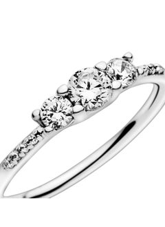 PANDORA PANDORA Jewelry Clear Three-Stone Cubic Zirconia Ring in Sterling Silver  - Image 4