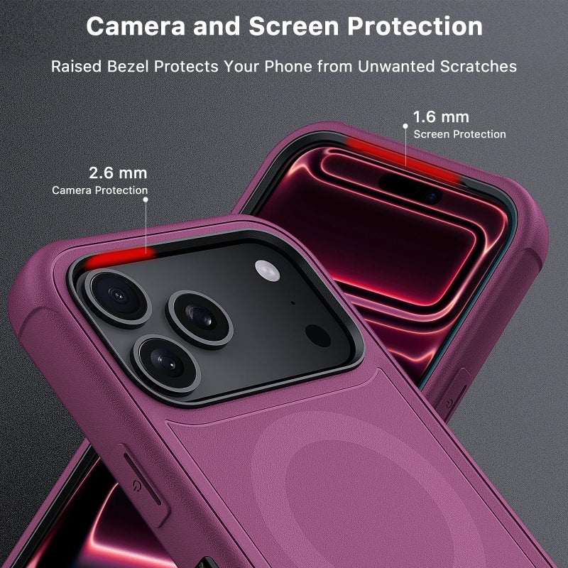 M MYBAT PRO حافظة M MYBAT PRO لجهاز iPhone 17 Pro Max مع مشبك حزام، سلسلة Maverick حافظة 17 Pro Max [متوافقة مع Magsafe] مع واقي شاشة، مضادة للسقوط، مع قاعدة قابلة للدوران 360 درجة، حماية قوية. - Image 4