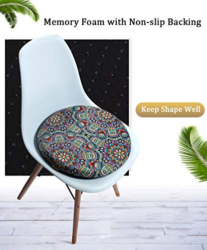 Sigmat Memory Foam Seat Cushion Anti-Slip Soft Round Stool Cushion Chair Pad 16 Inch Geometric - Image 5