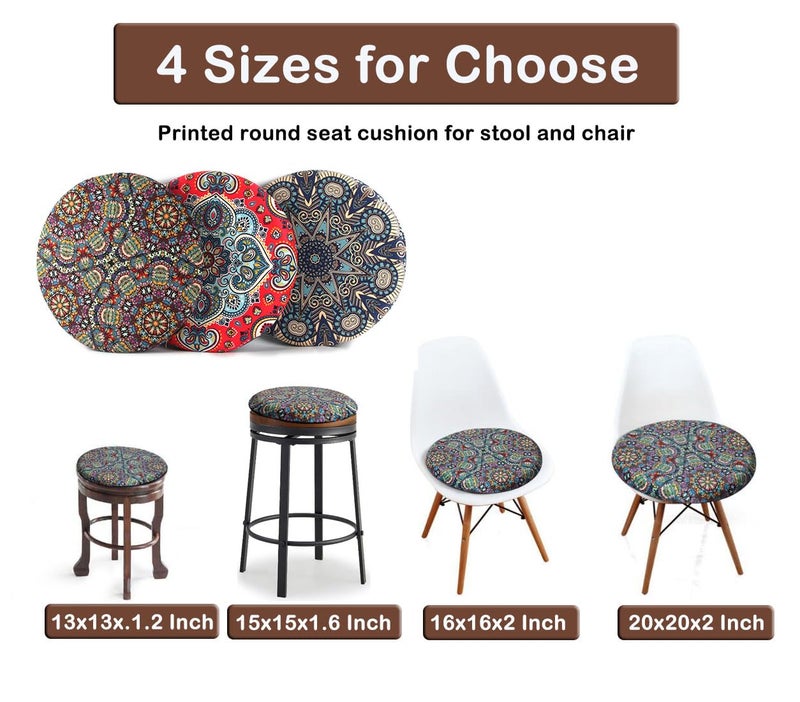 Sigmat Memory Foam Seat Cushion Anti-Slip Soft Round Stool Cushion Chair Pad 16 Inch Geometric - Image 3