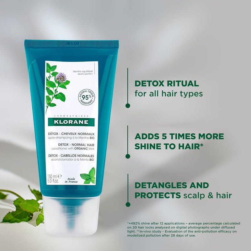 Klorane Detox Normal Hair Conditioner with Mint Organic 150 ml - Image 1