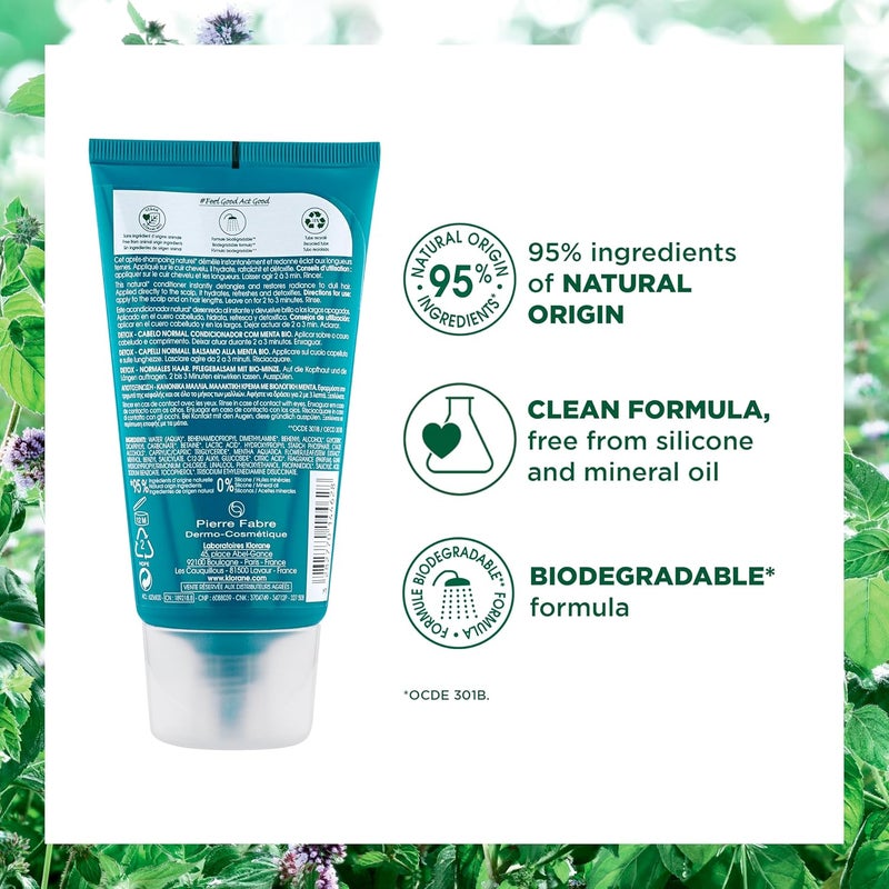 Klorane Detox Normal Hair Conditioner with Mint Organic 150 ml - Image 2