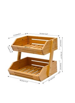 Generic Fruit Basket, 2 Tier Bamboo Fruit Basket for Kitchen, 11" Tall Fruit Stand Storage Holder, Heavy Duty/Multipurpose/Large Capacity for Vegetables, Fruit, and Snack, Bread  - Image 4
