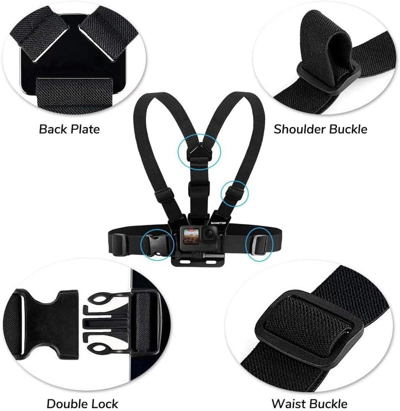Sametop Chest Mount Strap Harness Chesty Body Mount Compatible with GoPro Hero 13, 12, 11, 10, 9, 8, 7, 6, 5, 4, Session, 3+, 3, 2, 1, Max, Hero (2018), AKASO, DJI Osmo Action Cameras - Image 2