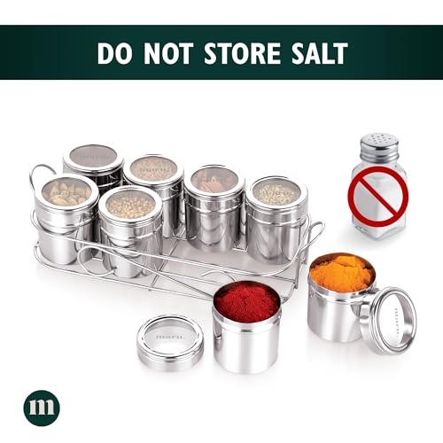 MARU 8 in 1 Stainless Steel Multipurpose Storage Containers - Perfect Organizer for Masala Spices, Herbs, Mouth Freshner, Dry Fruits, 130ml Each Airtight Containers with See-Through Easy Push Lid - Image 5