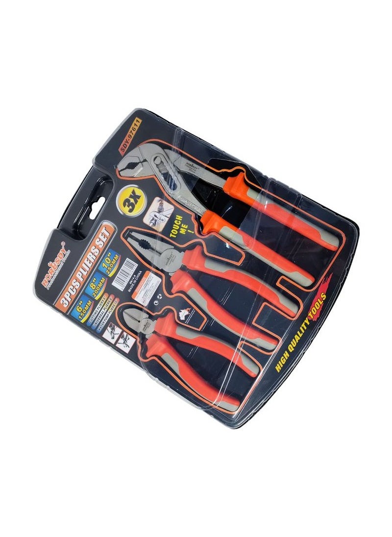 HORUSDY - HORUSDY - 3 Pliers Combo Set, Diagonal Cutting Pliers 6"/Universal Pliers 8"/Water Pump Pliers 10",Wiring/Plumbing Repair Tool Set - SDY-97611 - Image 1