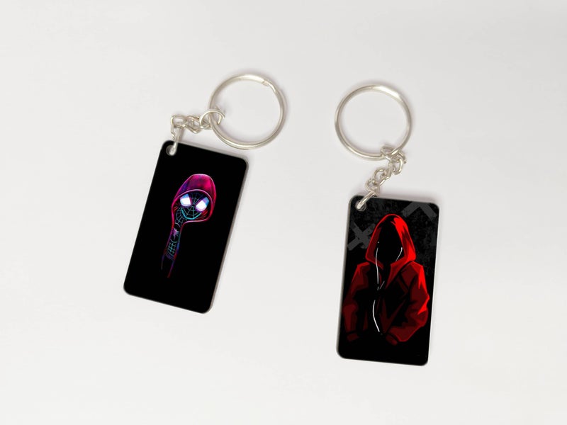 OUTFITQUE OUTFITQUE Premium (Pack of 2) Anime-130 Printed Long Keychain For Bike, Scooty, Car, MDF Keyholder - Image 1