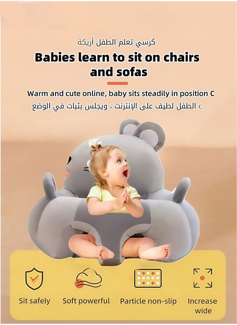 Vinnatsu Baby Sitting Training Sofa Cartoon Animal Design Plush Children Sofa Cute Fashion Baby Sofa Suitable for Living Room Bedroom Learning Sitting Chair with Non-slip Silicone Bottom Toddler Sitting Support Plush Seat Gift Suitable for Boys Girls  - Image 2