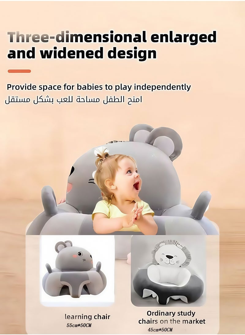 Vinnatsu Baby Sitting Training Sofa Cartoon Animal Design Plush Children Sofa Cute Fashion Baby Sofa Suitable for Living Room Bedroom Learning Sitting Chair with Non-slip Silicone Bottom Toddler Sitting Support Plush Seat Gift Suitable for Boys Girls  - Image 5