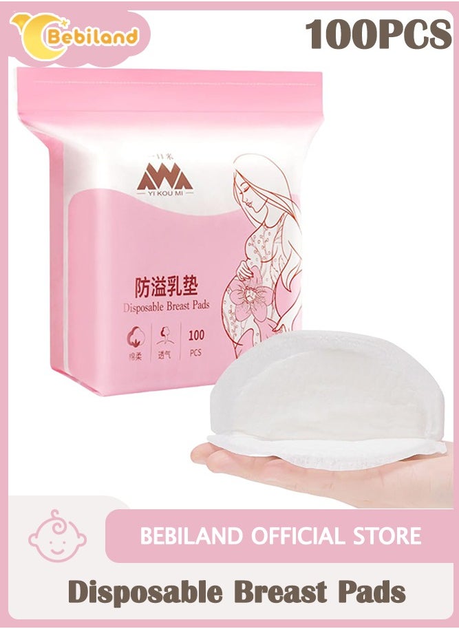 Bebiland 100PCS Disposable Soft Nursing Pads Breast Pads, Individually Wrapped Absorbent Breast Pads for Breastfeeding, Ultra-Absorbent and Portable Breast Pads, Leak-Proof Portable Nipple Pads (White)  - Image 1