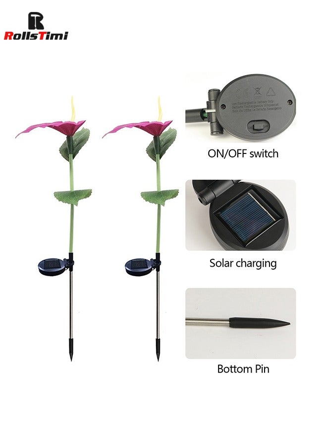 RollsTimi  2 Pack Horseshoe Flower Solar Lights Solar Powered Garden Stake Lamp LED Decorative Lights for Patio Backyard and Garden Decor Solar Outdoor Lighting - Image 5