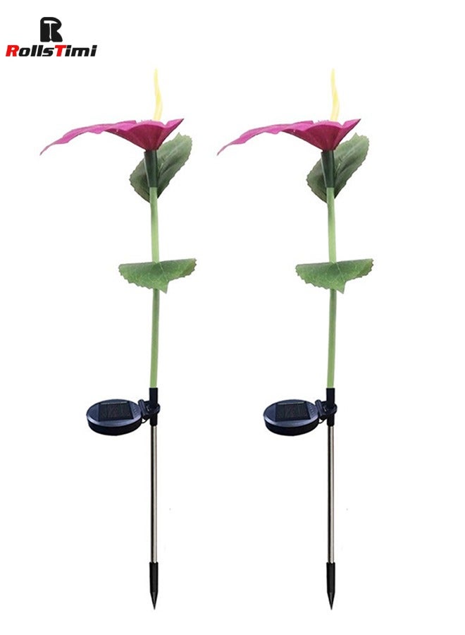 RollsTimi  2 Pack Horseshoe Flower Solar Lights Solar Powered Garden Stake Lamp LED Decorative Lights for Patio Backyard and Garden Decor Solar Outdoor Lighting - Image 2
