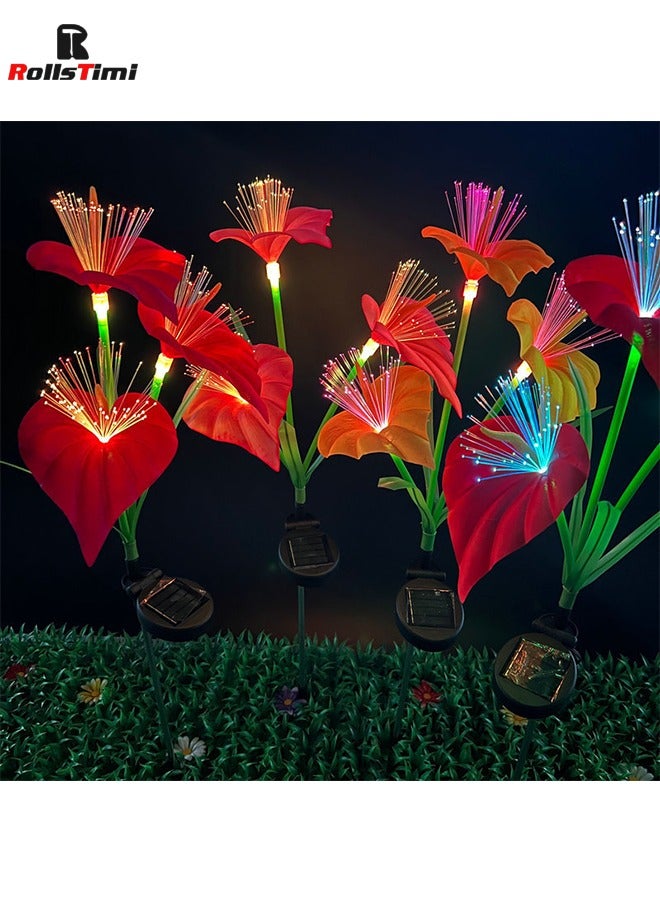 RollsTimi  2 Pack Horseshoe Flower Solar Lights Solar Powered Garden Stake Lamp LED Decorative Lights for Patio Backyard and Garden Decor Solar Outdoor Lighting - Image 1