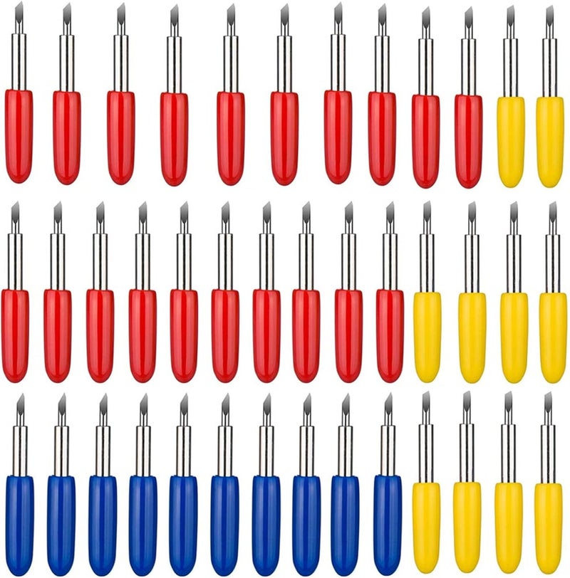 Elefama 40PCS Blades for Explore Air 2/Air 3/Make 3/Maker 20PCS 45° Fine Point Blade +10PCS 60° Deep Cut +10PCS 30° Shallow Cut Fabric Cards Paper Vinyl Knife Cutting Blade for Replacement - Image 1