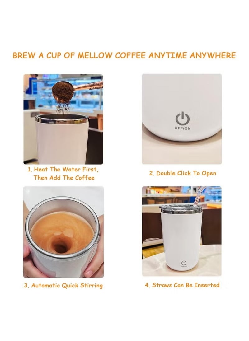 QINDUO Self Stirring Mug Electric Mixing Cup Magnetic Stirring Cup Rechargeable Auto Magnetic Mug Self Stirring Coffee Mug Rotating Home Office Travel Stirring Cup  - Image 5