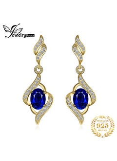 Oval Shape 2.2Ct Created Sapphire Dangle Earrings For Women, 925 Sterling Silver 14K Gold Plated Earrings For Her, Wave Simulated Diamond Gemstone For Women - pzsku/Z3AABD4072E1F588BB808Z/45/_/1735214406/bcb0bd84-ba97-452b-a7d2-5b89175ecfd7