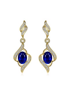 Oval Shape 2.2Ct Created Sapphire Dangle Earrings For Women, 925 Sterling Silver 14K Gold Plated Earrings For Her, Wave Simulated Diamond Gemstone For Women - pzsku/Z3AABD4072E1F588BB808Z/45/_/1735214652/be07f581-eff1-4e23-9e55-653ea0585fd0