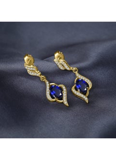 Oval Shape 2.2Ct Created Sapphire Dangle Earrings For Women, 925 Sterling Silver 14K Gold Plated Earrings For Her, Wave Simulated Diamond Gemstone For Women - pzsku/Z3AABD4072E1F588BB808Z/45/_/1735214654/b5300bd1-911d-40fe-92d8-c591308342a6