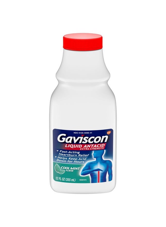 GAVISCON Extra Strength Cool Mint Liquid Antacid For Fast-Acting Heartburn Relief, 12 Ounces  - Image 1