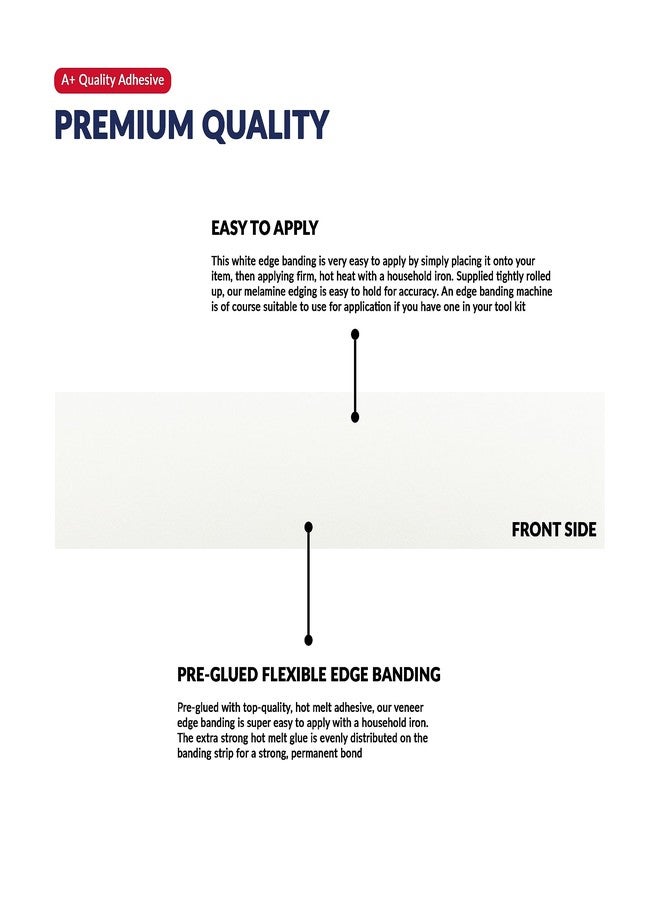 UNMAR White Melamine Edge Banding 15 mm x 15 m - Pre Glued Strong Adhesive, Easy Application - Flexible and Durable White Edging Tape - Image 4