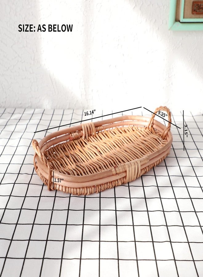 SHCMSADO Ellipse Serving Tray with Handles(16 Inches)-Stylish and Functional Serving Tray for Appetizers, Drinks, and More -Large Oval Tray Made of Wicker. - Image 2