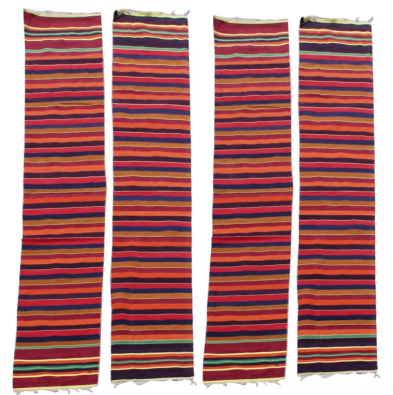 Mandhania Pure Cotton Dining Carpet/Bhojan Patti/School Patti/Satranji Multicolor Strips Dhurrie/Dari (1.5 x 14.5 FT) Pack of 4 - Image 2