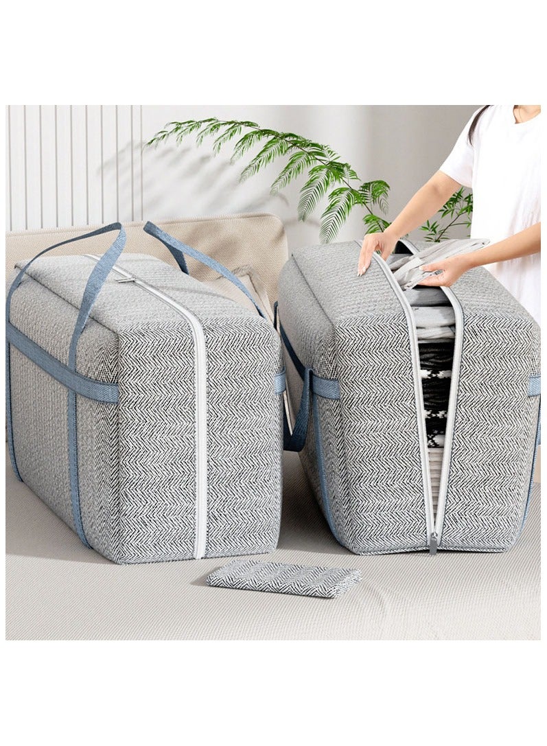 Hanayo Storage Bags Dust Proof Foldable Closet Organizers Storage Containers with Handle Storage Containers for Bedding Comforters(Grey) - Image 4