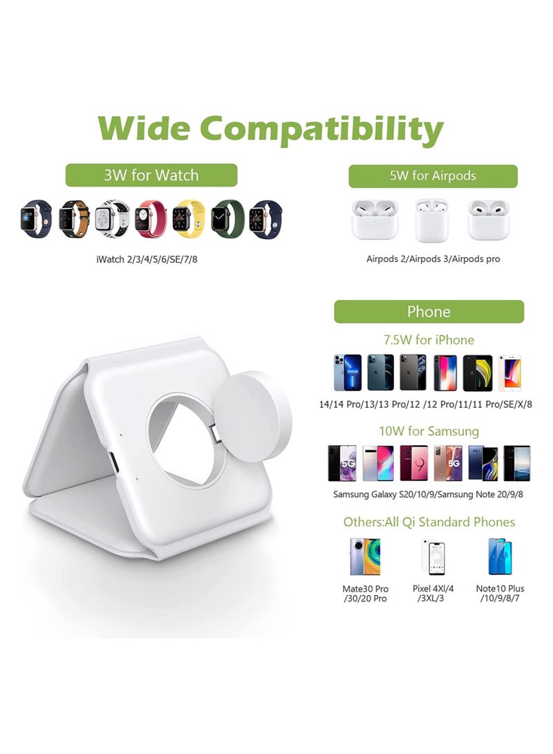 3 in 1 Wireless Charger, Foldable Magnetic Charger Station, 18W Fast Wireless Charging Pad, Compatible with iPhone 14/13/12/11, Samsung, AirPods, Google Pixel, i-Watch - Image 3