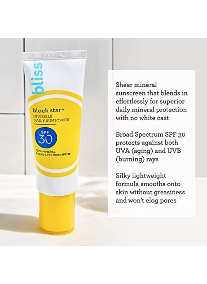 BLISS - Bliss Block Star Daily Facial Sunscreen | Spf 30 | 100% Mineral Sunscreen | Non-Greasy & Non-Irritating | Vegan | 1.7 Fl Oz - Image 1
