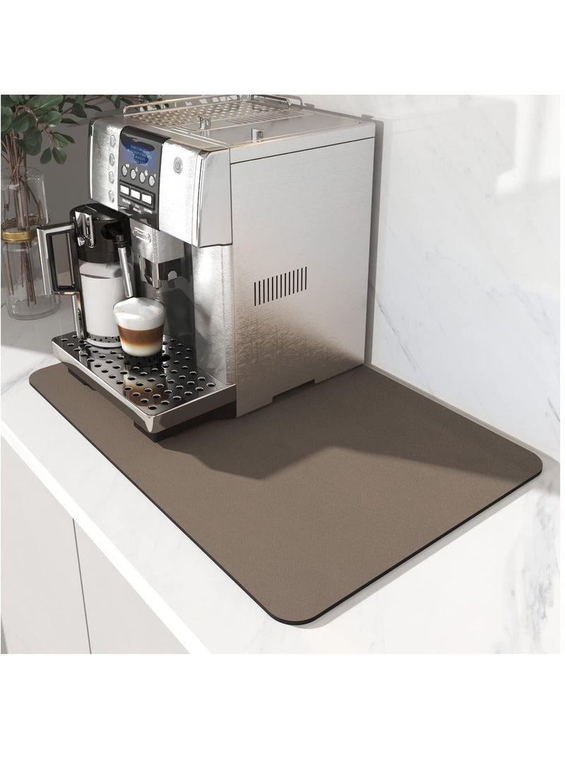 Arabest 30 x 40CM Coffee Mat,Coffee Bar Mat Coffee Maker Mat for Countertops Fit Under Coffee Maker Machine,Hide Stain Rubber Backed Absorbent Dish Drying Mat for Kitchen Counter,Pot Dish Rack-Brown  - Image 1