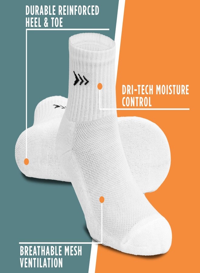 Mayor Crew Length Socks for Men & Women, Breathable Cushioned, Anti-Odour, Anti-Bacterial, Ideal for Running, Gym, Workout, & Casual (IN, Alpha, Free Size, White) - Image 4